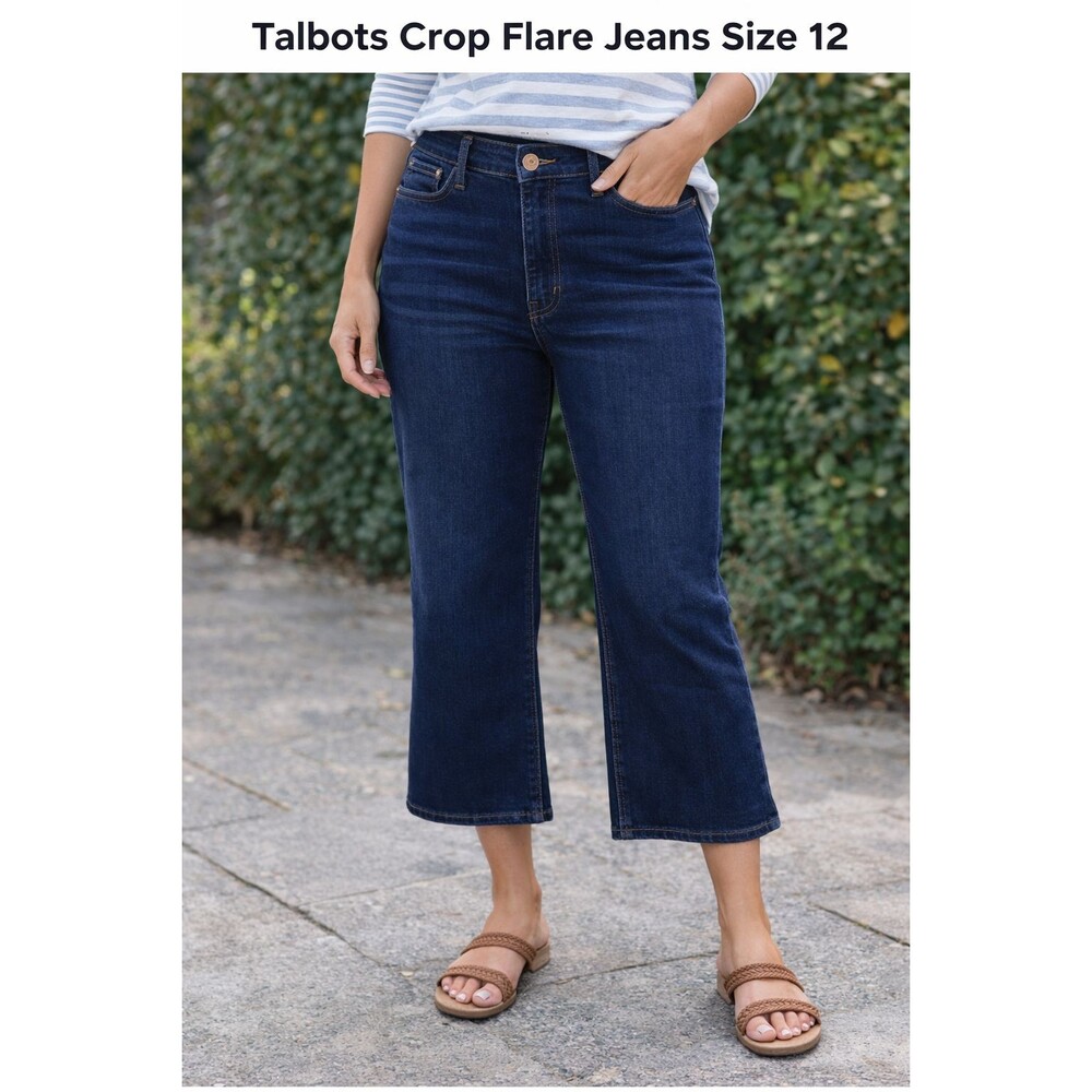 Talbots Dark Wash Crop Flare Jean Size 12 Woman's Casual